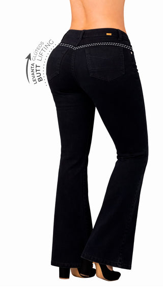 Jeans Levantacola Campana 52758PNC-B - Negro