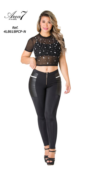 Leggings LevantaCola Pretina Control Area7 4L861BPCP-N - Negro