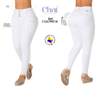 Jean LevantaCola Skinny CHNT 71357PAT-N - Blanco