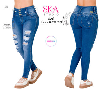 Jean Levanta Cola Skinny Ska  52553DPAP-B - Azul Medio