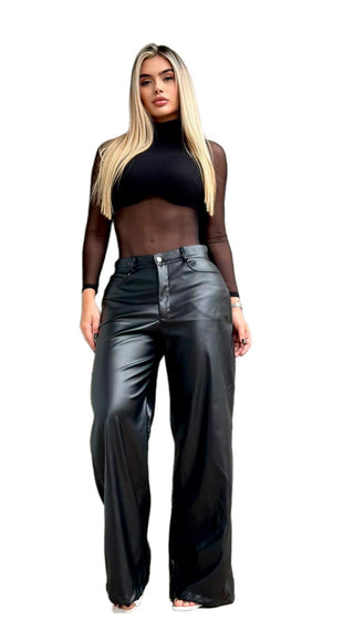 Pantalon Efecto cuero 5P7060PDC-B - Negro