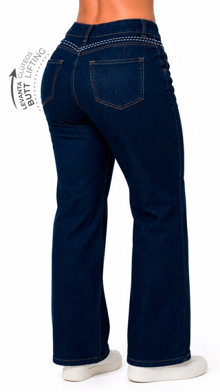 Jean Rígido de Tiro Alto 52808PDR-B - Azul