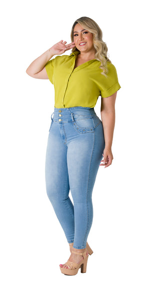 Blusa Escote En V 4B5492B - Verde