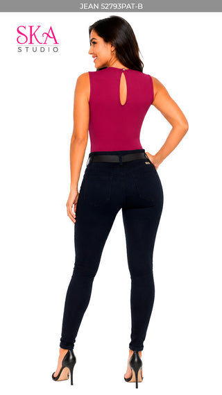 Jeans Moda levantacola  52793PAT-B - Negro