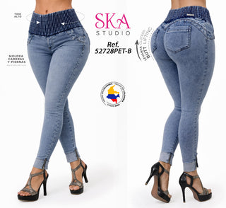 Jeans Pretina Elastica bota Tobillero 52728PET-B - Azul