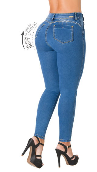 Jean Push up tiro alto Area7 40715PDP-B - Azul Medio