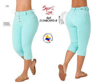 Manning Capris Levantacola Pretina Delgada 21248CAPD-B - Verde Menta