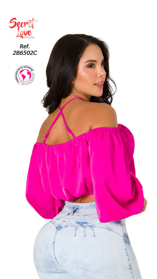 Blusa Cuello Bandeja 2B6502C - Fucsia