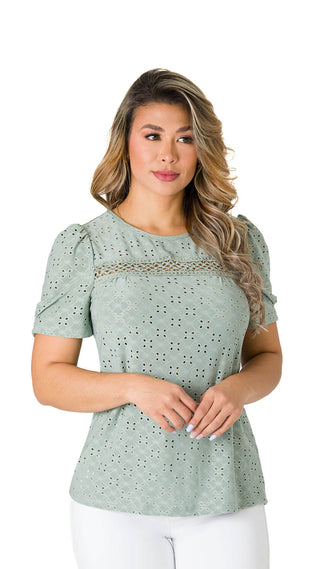 Blusa Holgada Manga Corta 5B6193B - Verde