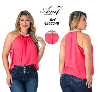Blusa Cuello Halter  4B6224B - Coral