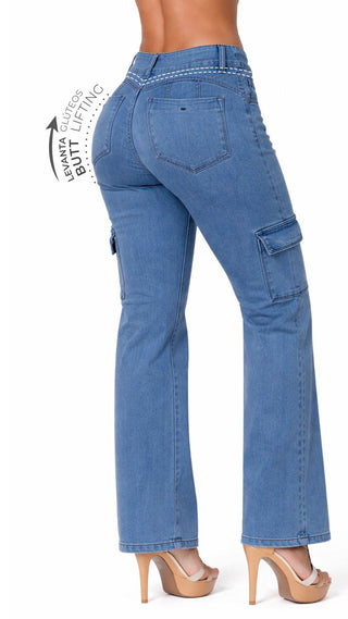 Jeans Levantacola  Bota Recta 52783PDR-B - Azul