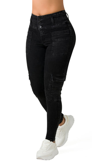 Jeans Levantacola 71432PAT-B - Negro