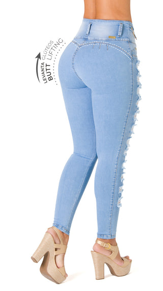 Jean Levantacola con desgaste SKA 52617DPAT-N - Azul Medio