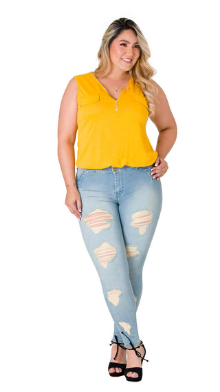 Jean Levanta Cola Tobillero Secret Love 21403DPAT-B - Azul Claro