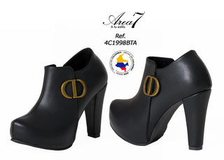 Botines Elegantes con Hebilla Dorada 4C1998BTA - Negro