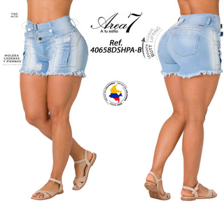 Shorts Levanta Cola Area7 40658DSHPA-B - Azul Claro