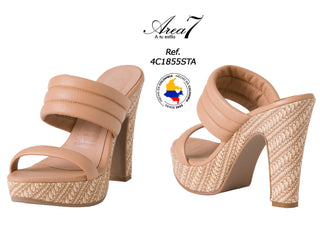 Sandalia Tacon Ancho  4C1855STA - Beige