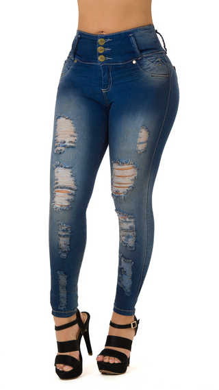 Ginelle Jeans Levantacola Bota Skinny 71087DPAP-B - Azul oscuro