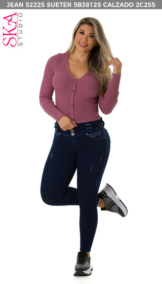 Gabriella Jeans Levantacola Bota Skinny 52225PAP-B - Petroleo