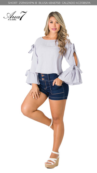 Top With Tie Sleeve Straps 4B4675B