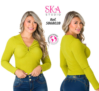 Blusa en V 5B6802B - Verde