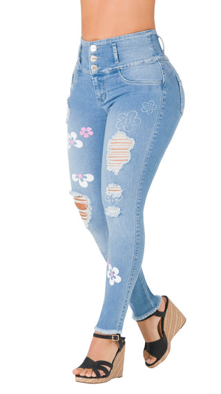 Jean Levanta Cola Skinny CHNT 71307DPAT-B - Azul Medio