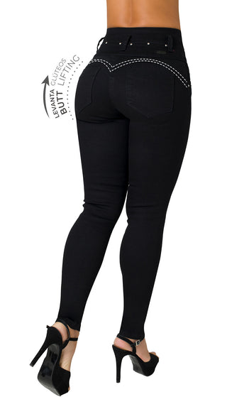 Jeans Levantacola 71430PAT-B - Negro