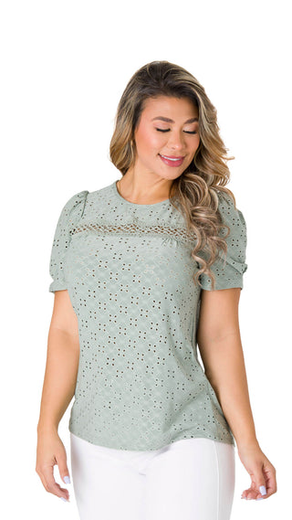 Blusa Holgada Manga Corta 5B6193B - Verde