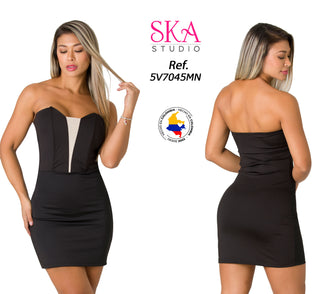 Vestido strapless 5V7045MN - Negro