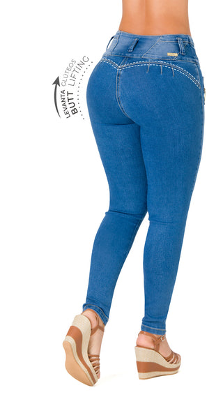 Jean Levanta Cola Skinny Secret Love 21422BPAP-N - Azul Medio