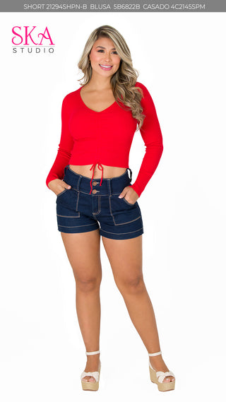 Blusa Manga Larga 5B6822B - Rojo