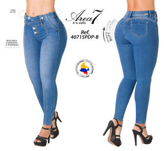 Jean Push up tiro alto Area7 40715PDP-B - Azul Medio