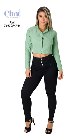 Jeans Levantacola 71430PAT-B - Negro