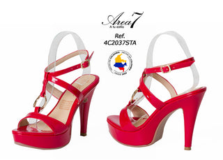 Sandalia Tacón Cono y Correa 4C2037STA - Rojo
