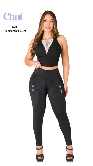 Leggings LevantaCola Faja Interna CHNT 7L897BPCP-N - Negro