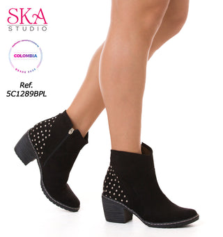 Botas Tacon Grueso 5C1289BPL - Negro