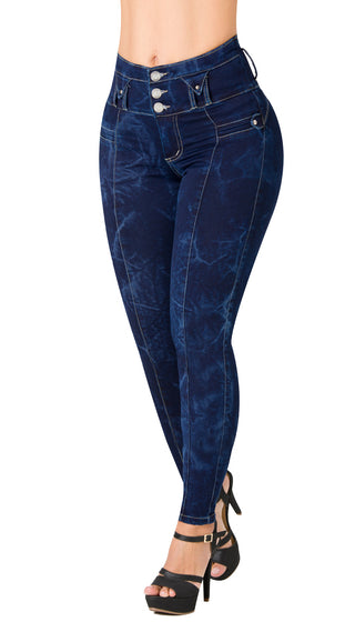 Jean Levanta Cola Pretina Ancha Skinny Ska 52610PAP-N - Azul Oscuro