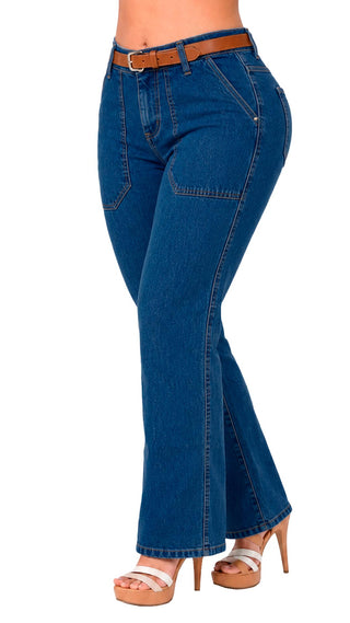 Jeans Rigido  bota Recta 52809PDR-B - Azul