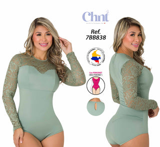 Body manga larga con control de abdomen CHNT 7BB838 - Verde