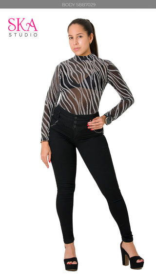 Body manga Larga 5BB7029 - Negro