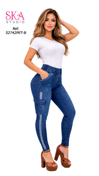 Jeans Levantacola Pretina Elastica 52742PET-B - Azul