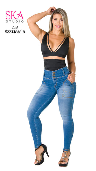 Jeans Levantacola 52733PAP-B - Azul Medio