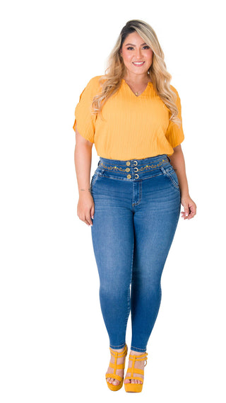 Jean Levanta Cola Skinny Ska 52548PAP-N - Azul Medio