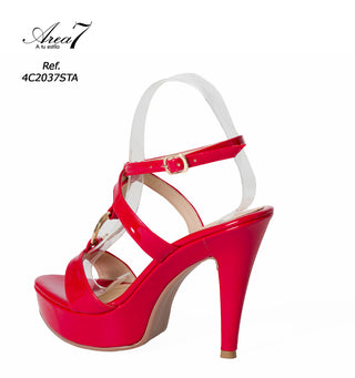 Sandalia Tacón Cono y Correa 4C2037STA - Rojo