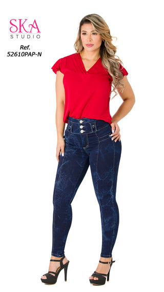 Jean Levanta Cola Pretina Ancha Skinny Ska 52610PAP-N - Azul Oscuro