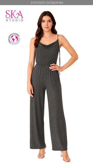 Enterizo Cuello Drapeado 5V7067EMX - Negro