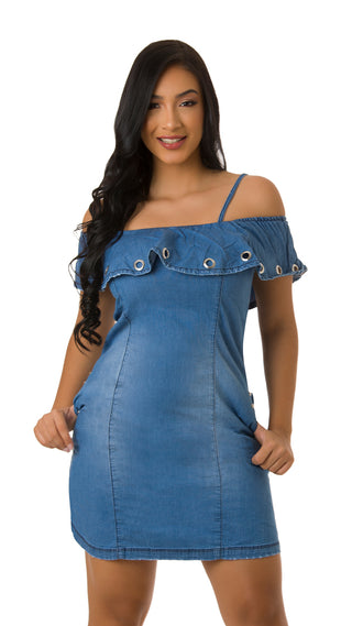 Vestido sin Manga 7V0954MN - Azul Medio