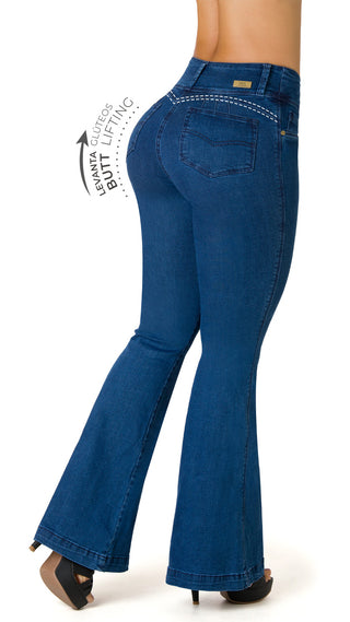 Goldina Jeans Levantacola Bota Campana 52272PNC-B - Azul Medio