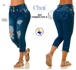 Macy Capris Levantacola Pretina Ancha 70988DCAPA-B - Azul Oscuro