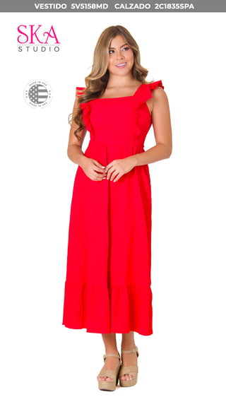 Vestido Midi 5V5158MD - Rojo